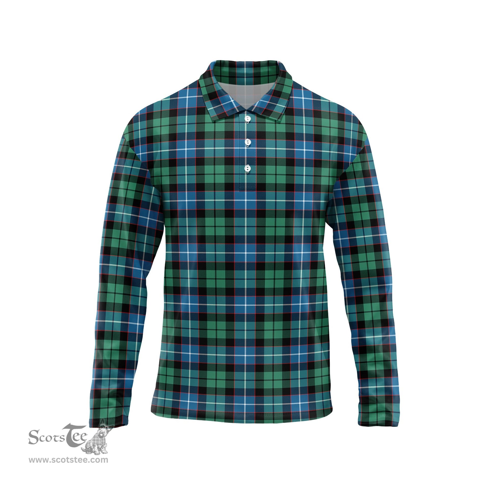Scottish Galbraith Ancient Tartan Long Sleeve Plaid Polo Shirt