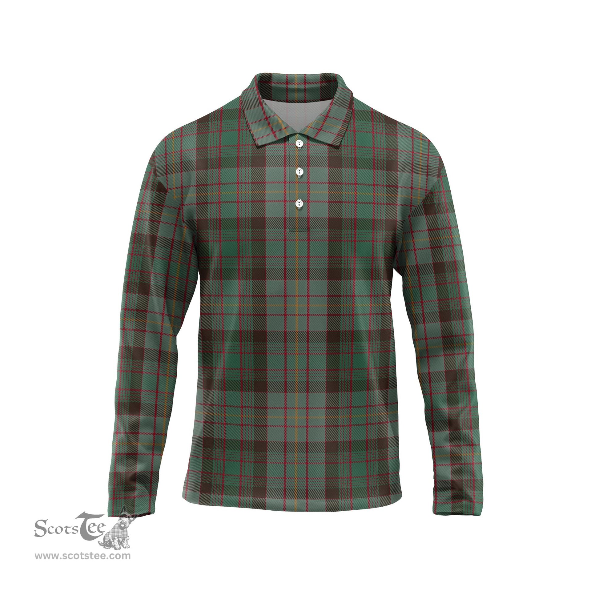 Scottish Cochrane Hunting Tartan Long Sleeve Plaid Polo Shirt