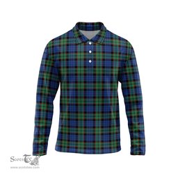 Scottish Fletcher Ancient Tartan Long Sleeve Plaid Polo Shirt