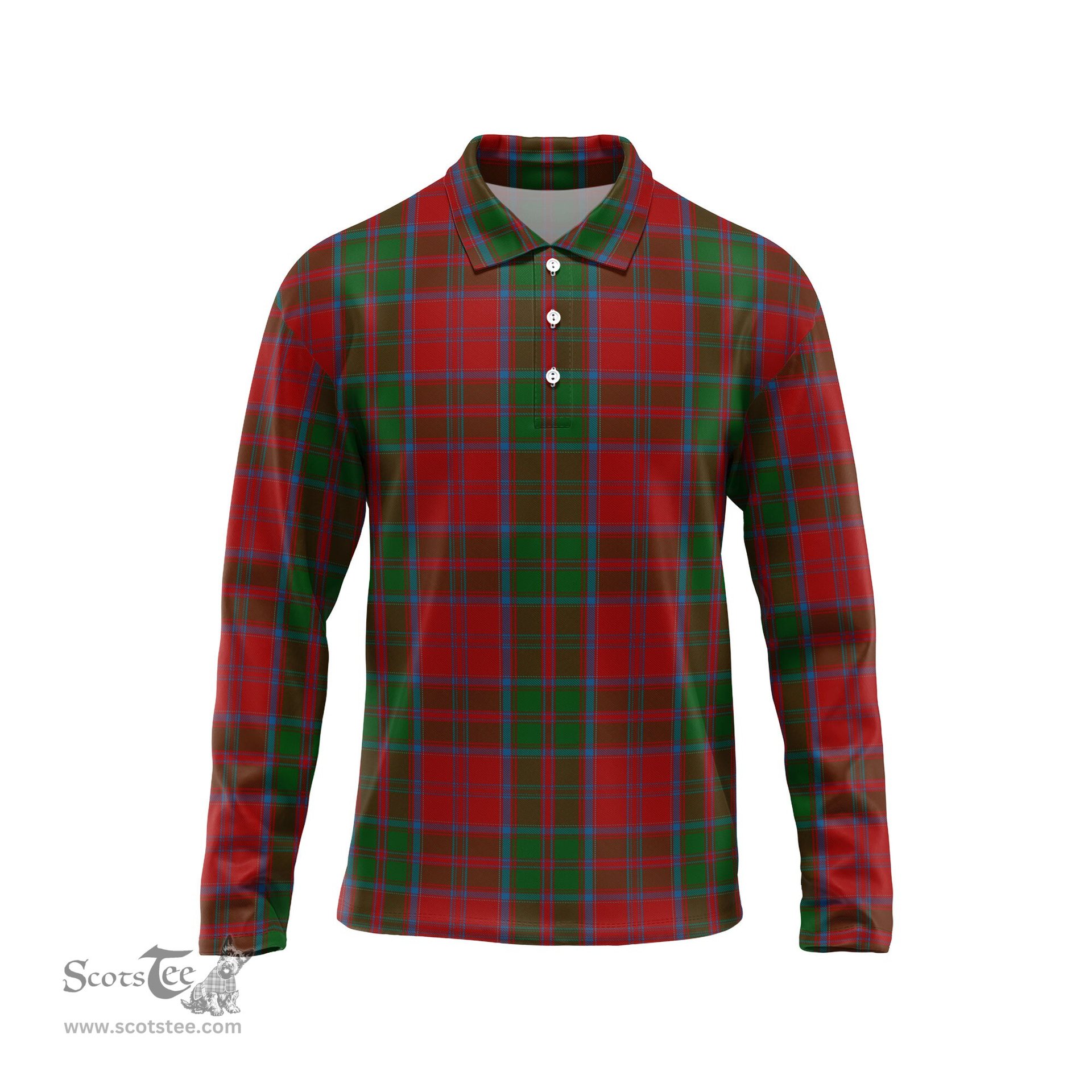Scottish Drummond Tartan Long Sleeve Plaid Polo Shirt