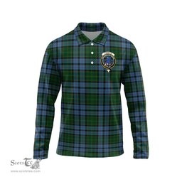 Scottish Forsyth Clan Crest Tartan Polo Long Sleeve Plaid Polo Shirt