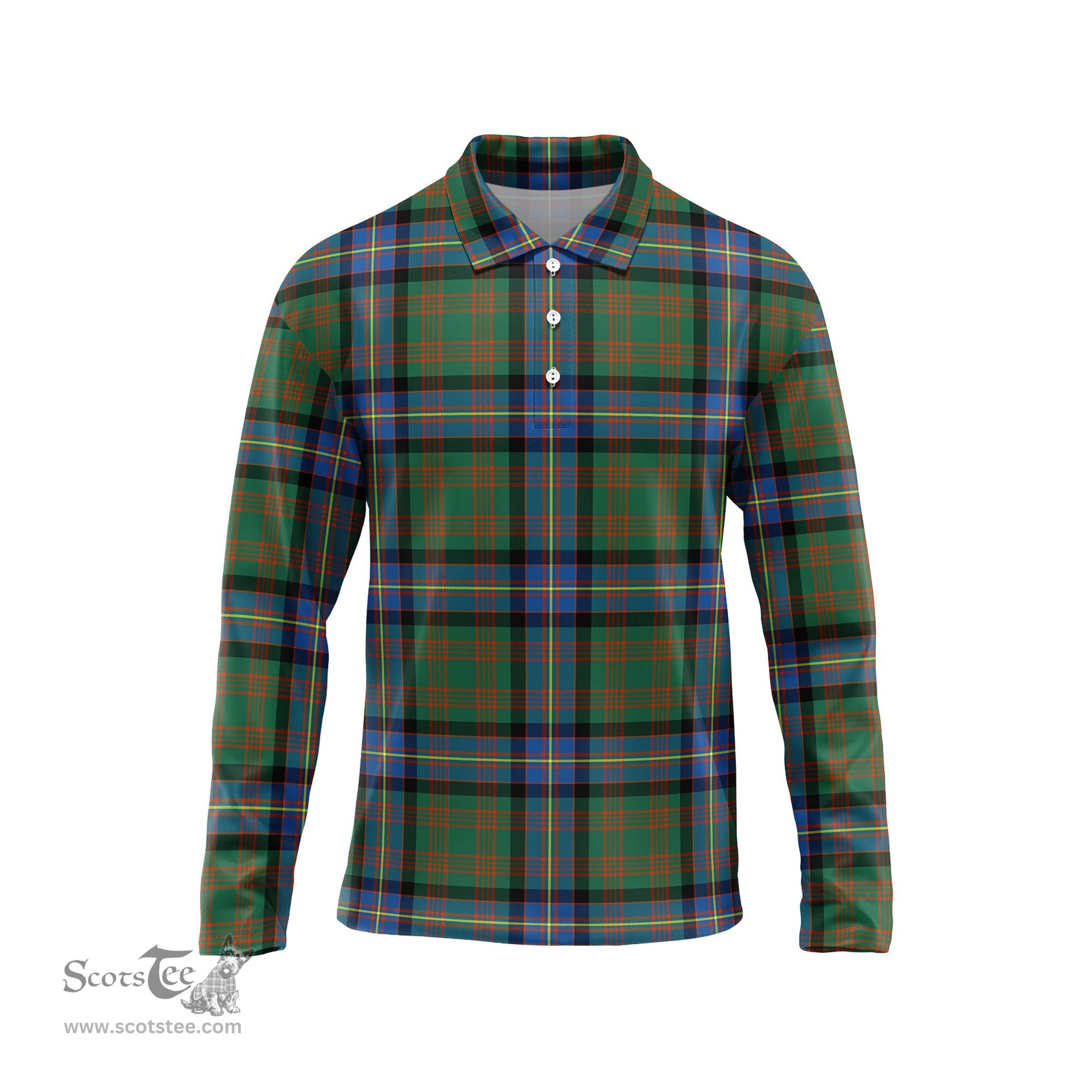 Scottish Cochrane Ancient Tartan Long Sleeve Plaid Polo Shirt