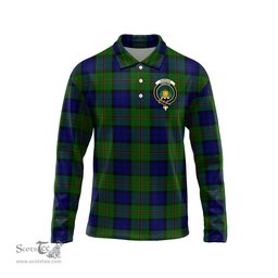 Scottish Dundas Modern Clan Crest Tartan Polo Long Sleeve Plaid Polo Shirt