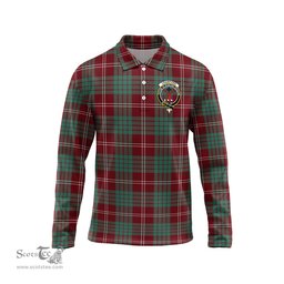 Scottish Crawford Modern Clan Crest Tartan Polo Long Sleeve Plaid Polo Shirt