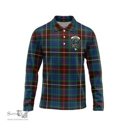 Scottish Fraser Hunting Ancient Clan Crest Tartan Polo Long Sleeve Plaid Polo Shirt