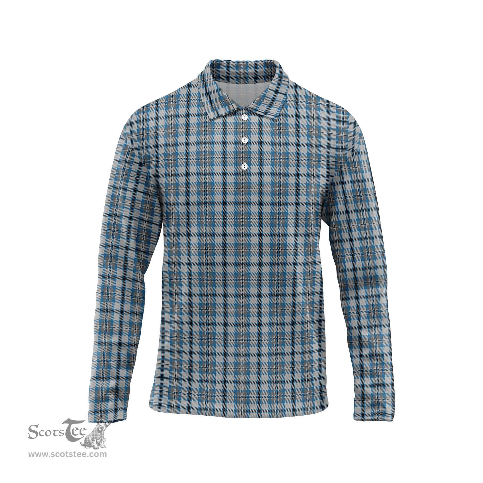 Scottish Conquergood Tartan Long Sleeve Plaid Polo Shirt