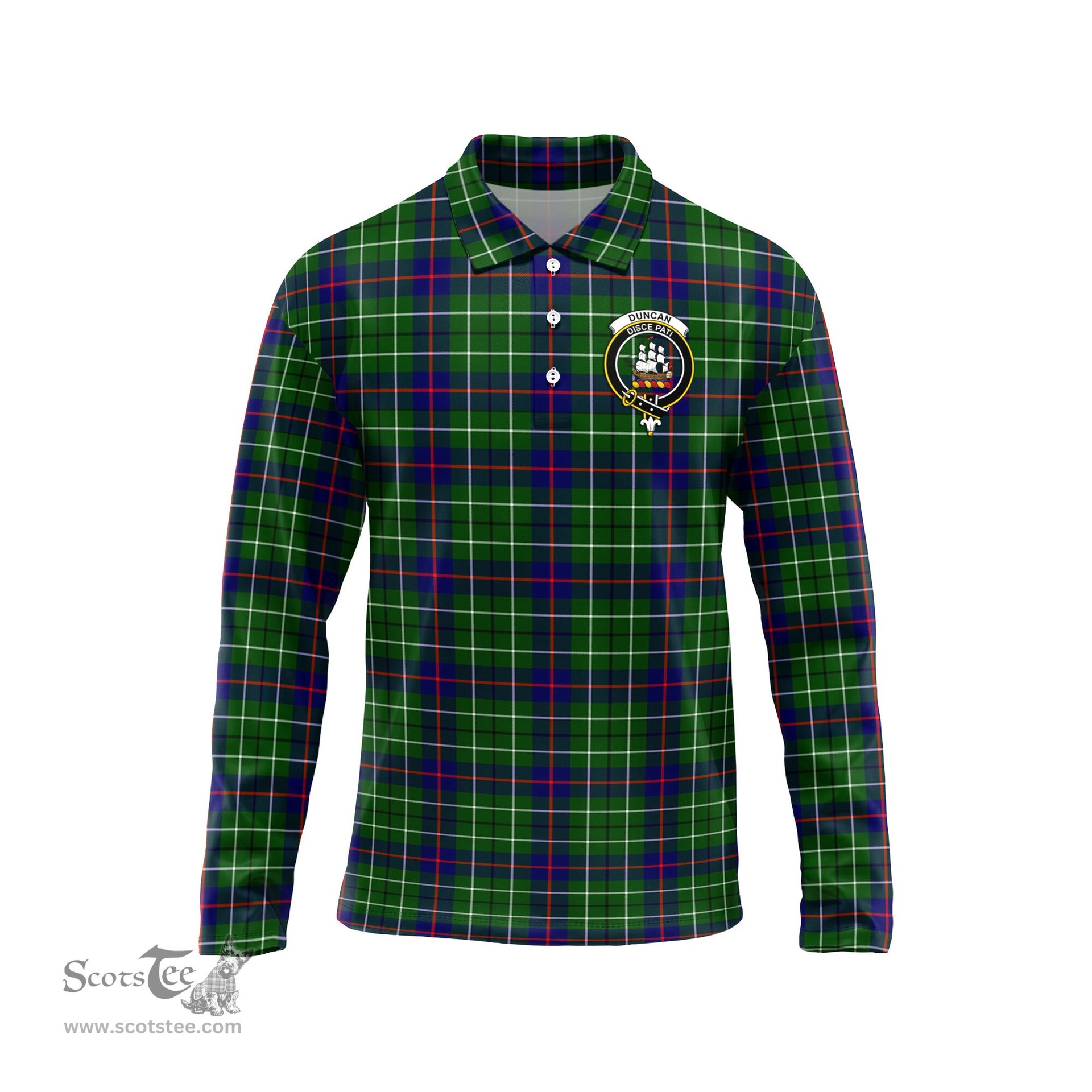 Scottish Duncan Modern Clan Crest Tartan Polo Long Sleeve Plaid Polo Shirt