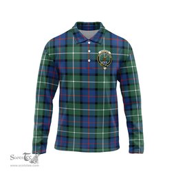 Scottish Davidson of Tulloch Clan Crest Tartan Polo Long Sleeve Plaid Polo Shirt