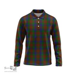 Scottish Dorward Dogwood Tartan Long Sleeve Plaid Polo Shirt
