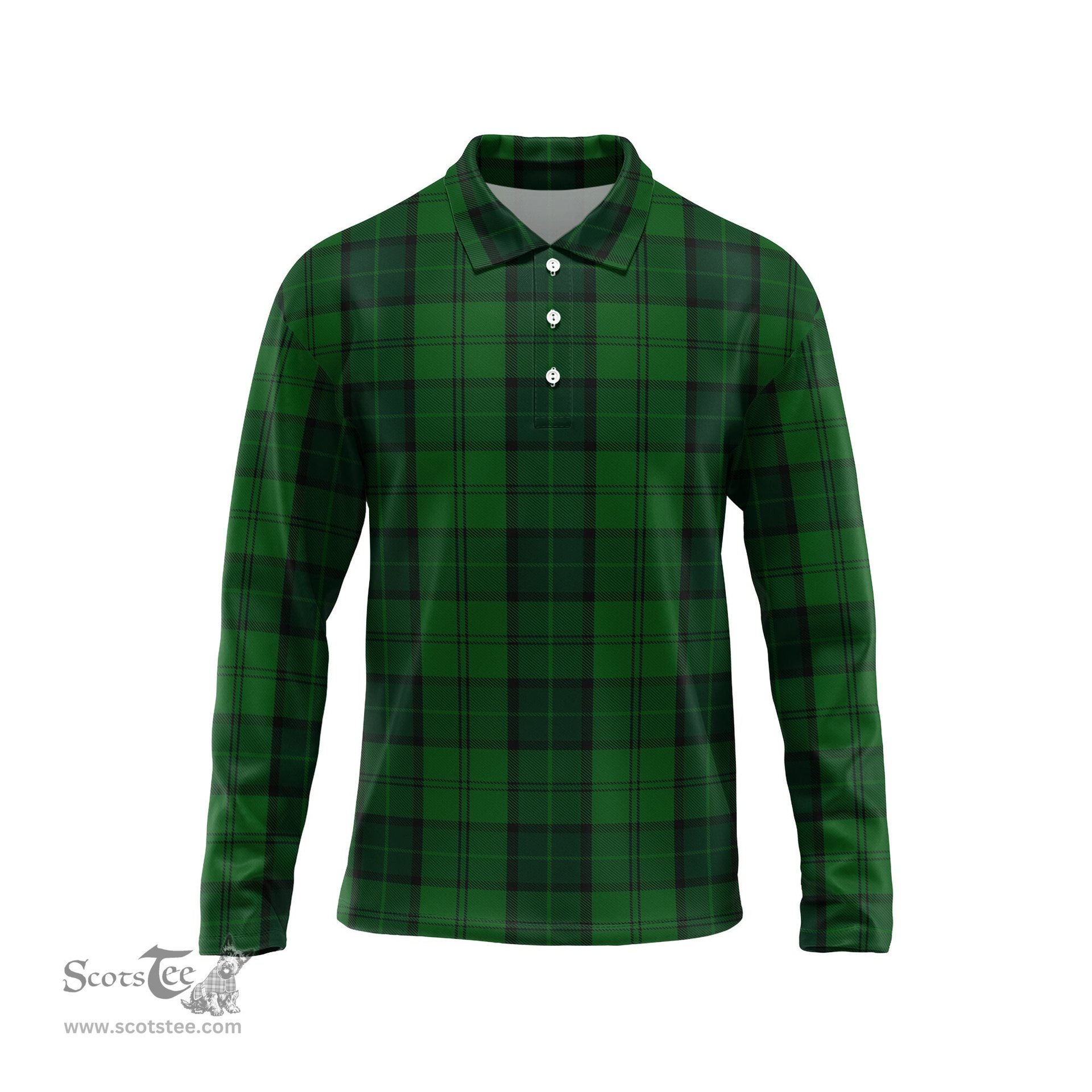 Scottish Dunbar Hunting Tartan Long Sleeve Plaid Polo Shirt