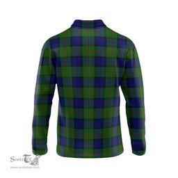 Scottish Dundas Modern Tartan Long Sleeve Plaid Polo Shirt