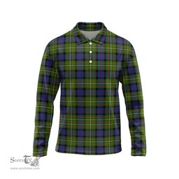Scottish Ferguson Modern Tartan Long Sleeve Plaid Polo Shirt