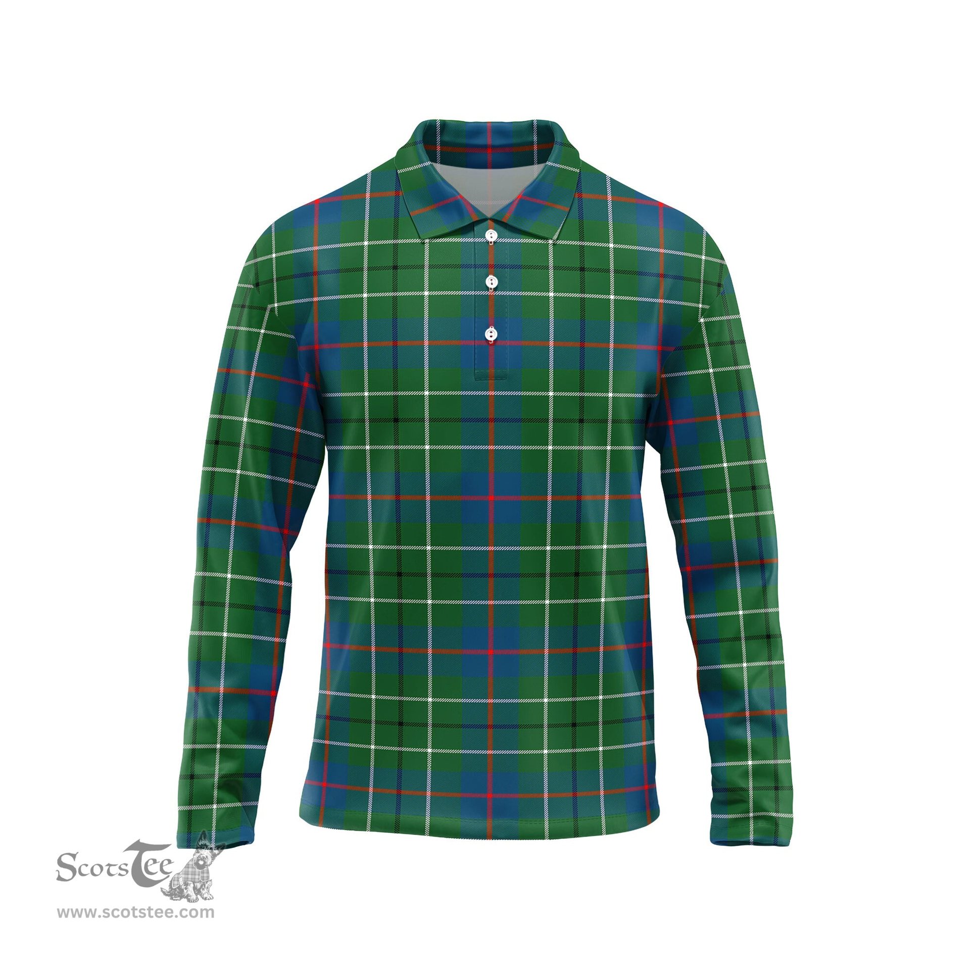 Scottish Duncan Ancient Tartan Long Sleeve Plaid Polo Shirt