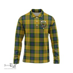 Scottish Fraser Yellow Clan Crest Tartan Polo Long Sleeve Plaid Polo Shirt