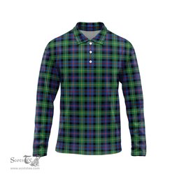 Scottish Farquharson Ancient Tartan Long Sleeve Plaid Polo Shirt