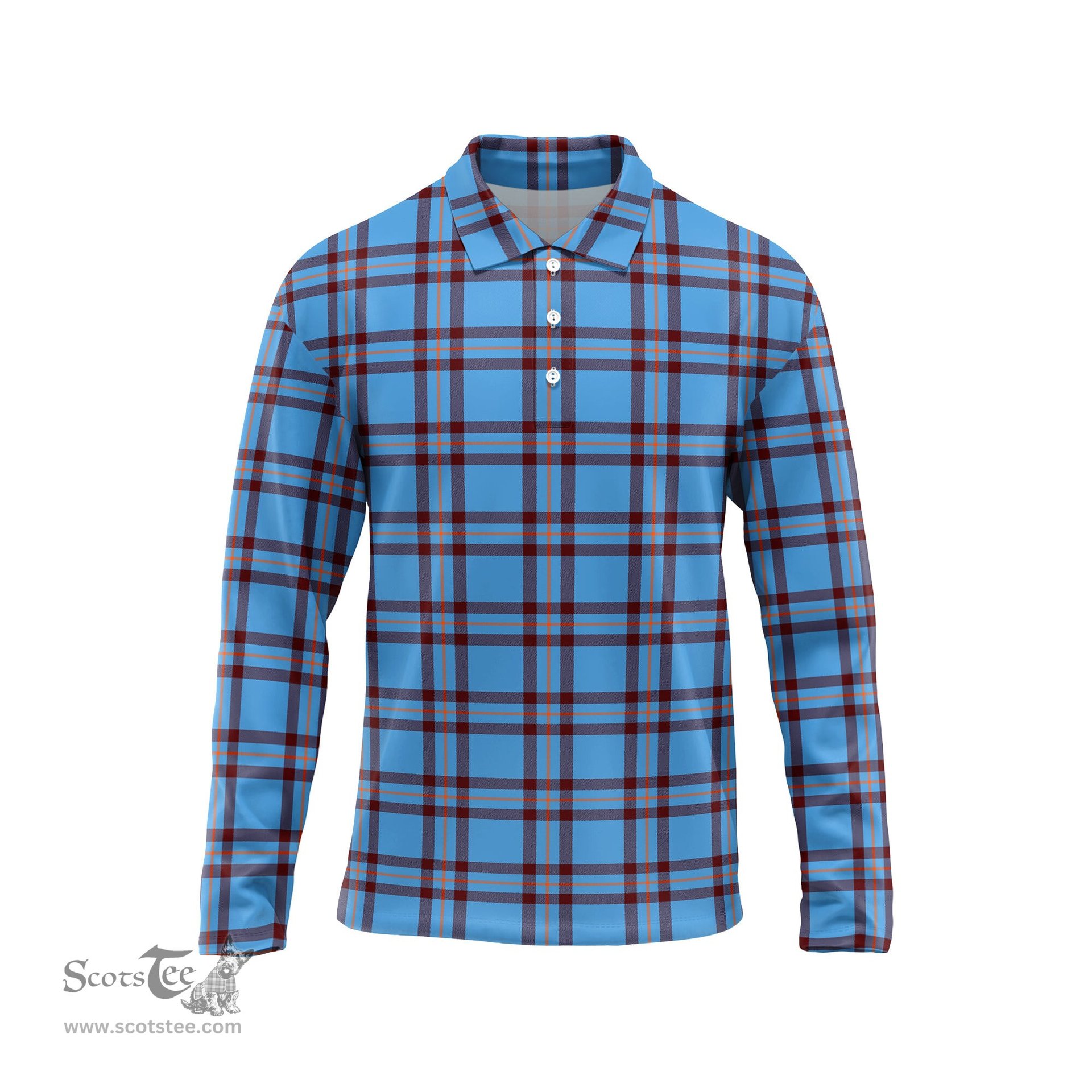 Scottish Elliot Ancient Tartan Long Sleeve Plaid Polo Shirt