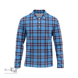 Scottish Elliot Ancient Tartan Long Sleeve Plaid Polo Shirt