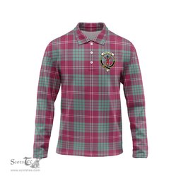 Scottish Crawford Ancient Clan Crest Tartan Polo Long Sleeve Plaid Polo Shirt