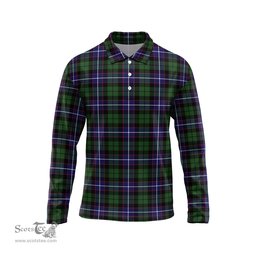 Scottish Galbraith Modern Tartan Long Sleeve Plaid Polo Shirt