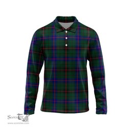 Scottish Davidson Modern Tartan Long Sleeve Plaid Polo Shirt