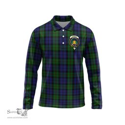Scottish Dundas Clan Crest Tartan Polo Long Sleeve Plaid Polo Shirt