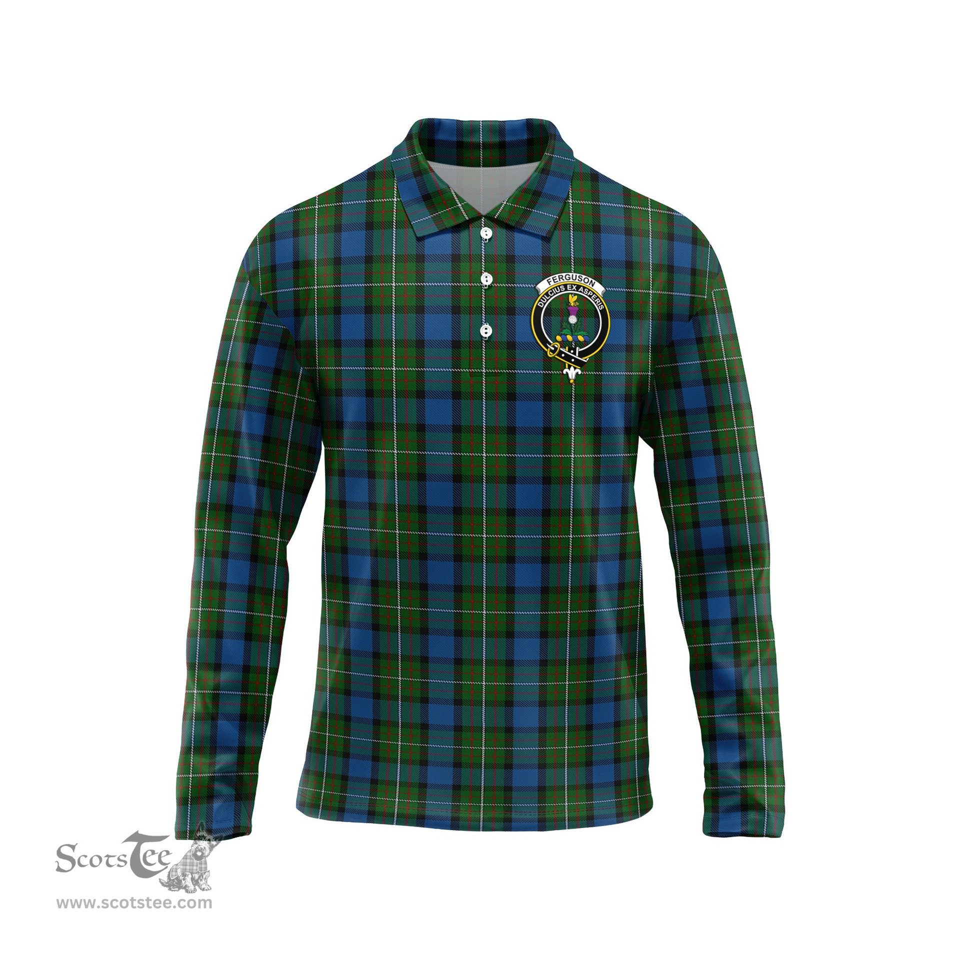 Scottish Ferguson of Atholl Clan Crest Tartan Polo Long Sleeve Plaid Polo Shirt