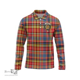 Scottish Drummond of Strathallan Modern Clan Crest Tartan Polo Long Sleeve Plaid Polo Shirt