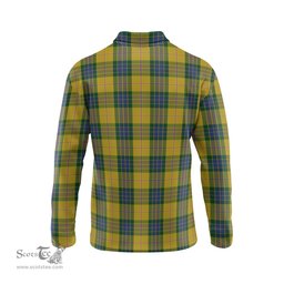Scottish Fraser Yellow Tartan Long Sleeve Plaid Polo Shirt
