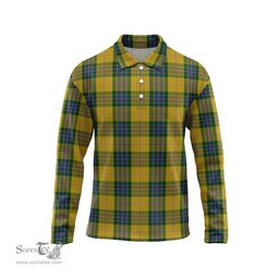 Scottish Fraser Yellow Tartan Long Sleeve Plaid Polo Shirt