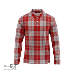 Scottish Erskine Red Tartan Long Sleeve Plaid Polo Shirt
