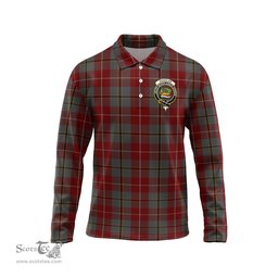 Scottish Douglas Ancient Red Clan Crest Tartan Polo Long Sleeve Plaid Polo Shirt