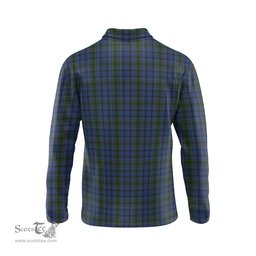 Scottish Cockburn Blue Clan Crest Tartan Polo Long Sleeve Plaid Polo Shirt