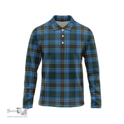 Scottish Cockburn Modern Tartan Long Sleeve Plaid Polo Shirt