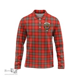 Scottish Fraser Weathered Clan Crest Tartan Polo Long Sleeve Plaid Polo Shirt