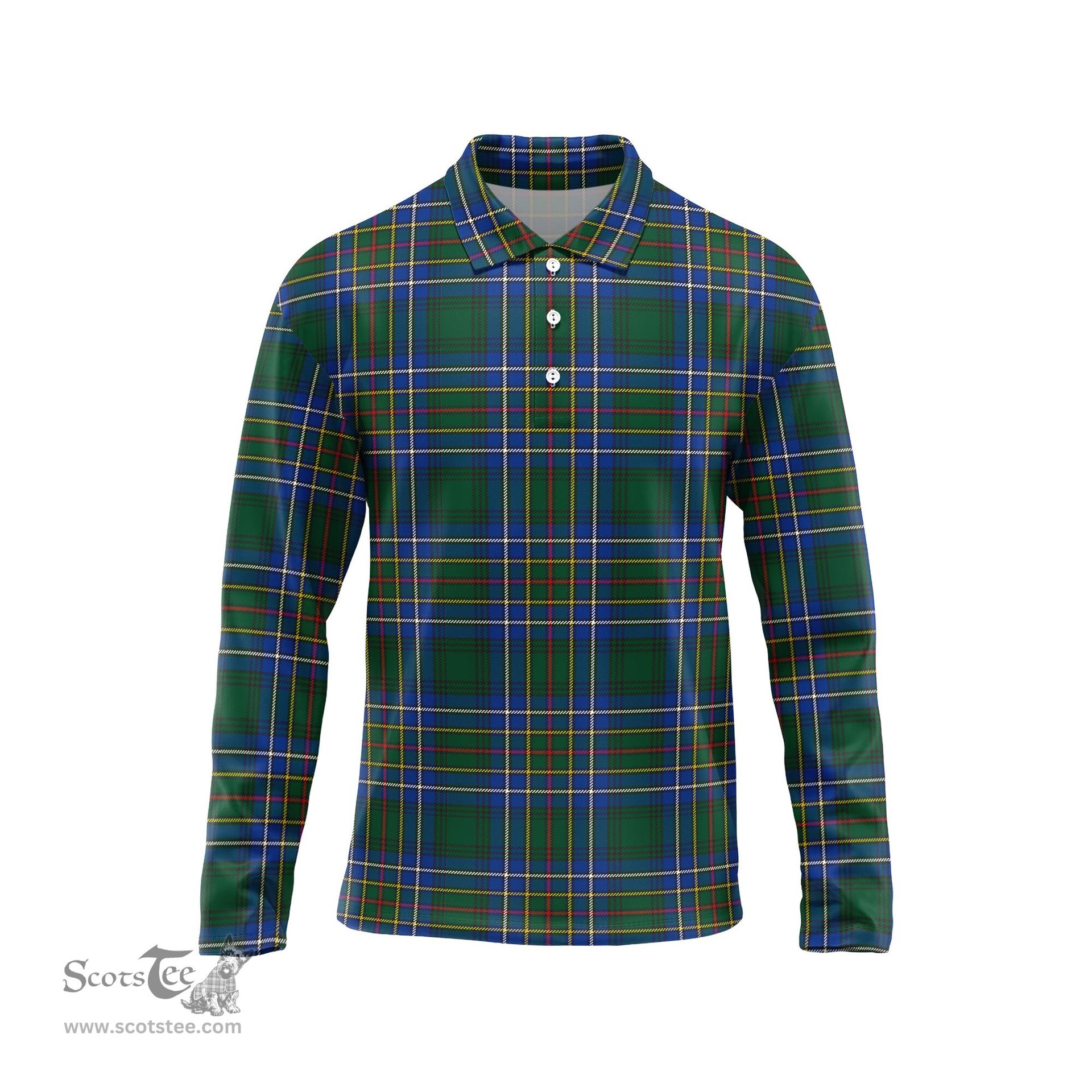 Scottish Cockburn Ancient Tartan Long Sleeve Plaid Polo Shirt