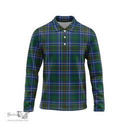 Scottish Cockburn Ancient Tartan Long Sleeve Plaid Polo Shirt