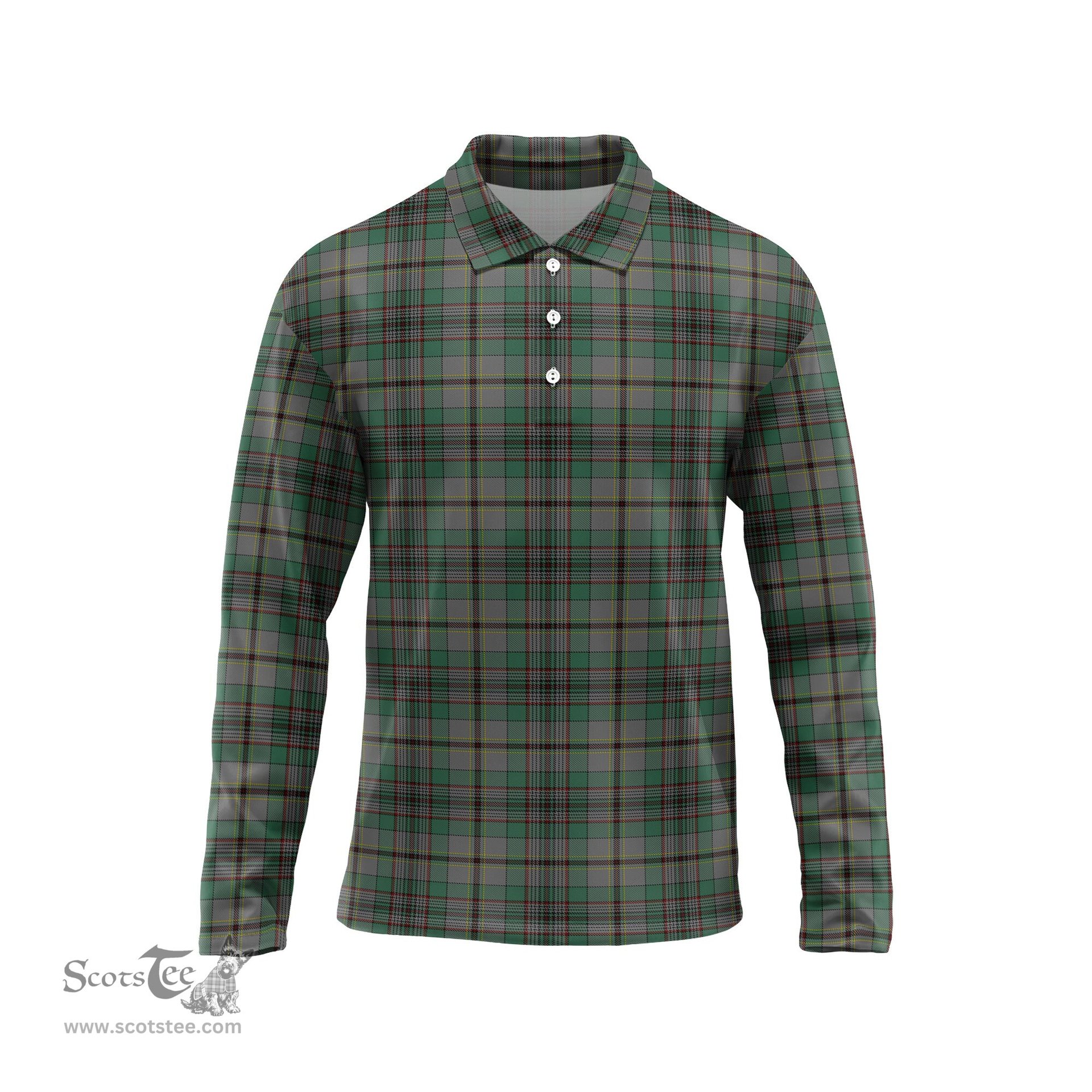Scottish Craig Tartan Long Sleeve Plaid Polo Shirt