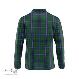 Scottish Douglas Green Clan Crest Tartan Polo Long Sleeve Plaid Polo Shirt