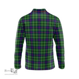 Scottish Duncan Modern Tartan Long Sleeve Plaid Polo Shirt
