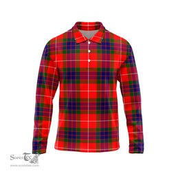 Scottish Fraser Modern Tartan Long Sleeve Plaid Polo Shirt