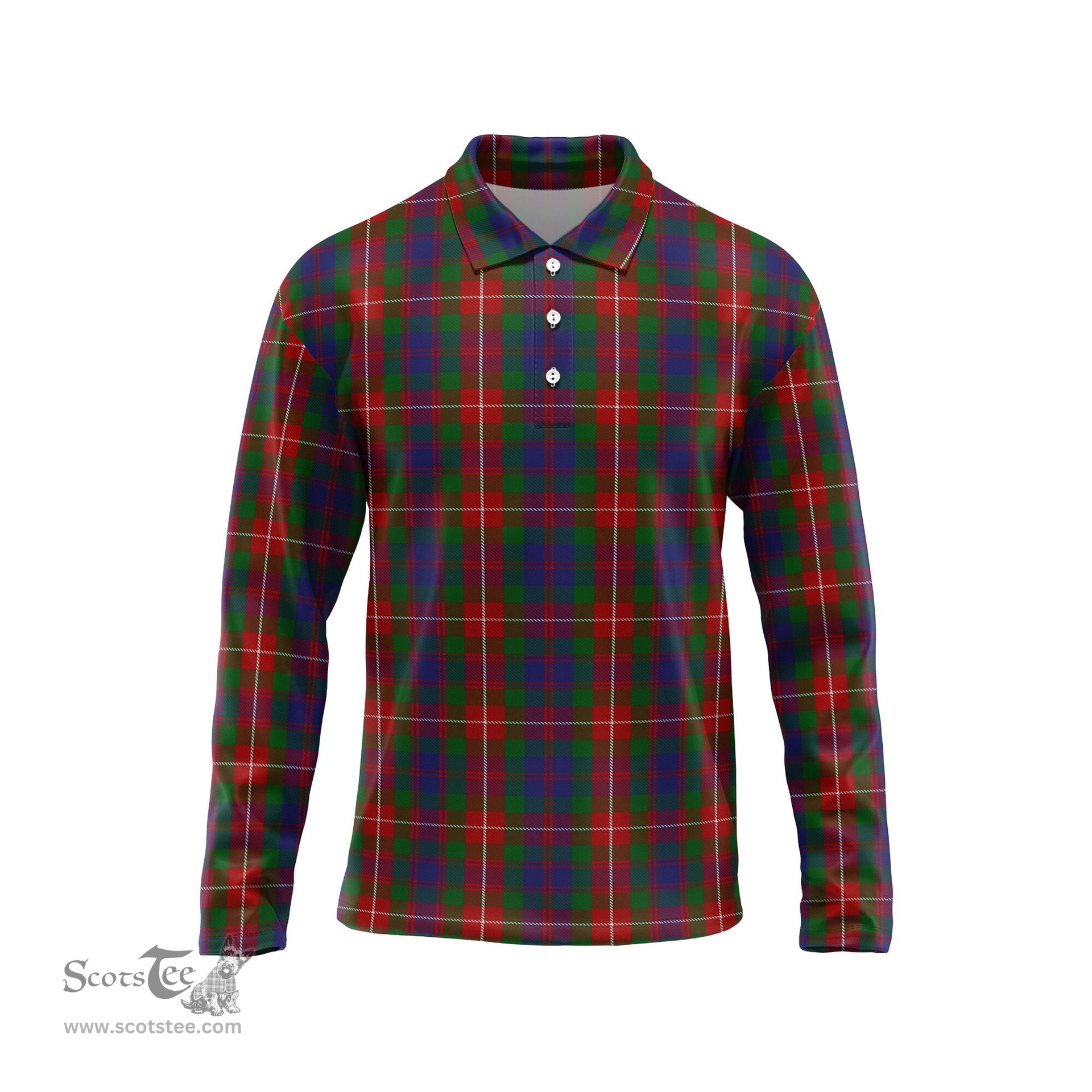 Scottish Fraser of Lovat Tartan Long Sleeve Plaid Polo Shirt
