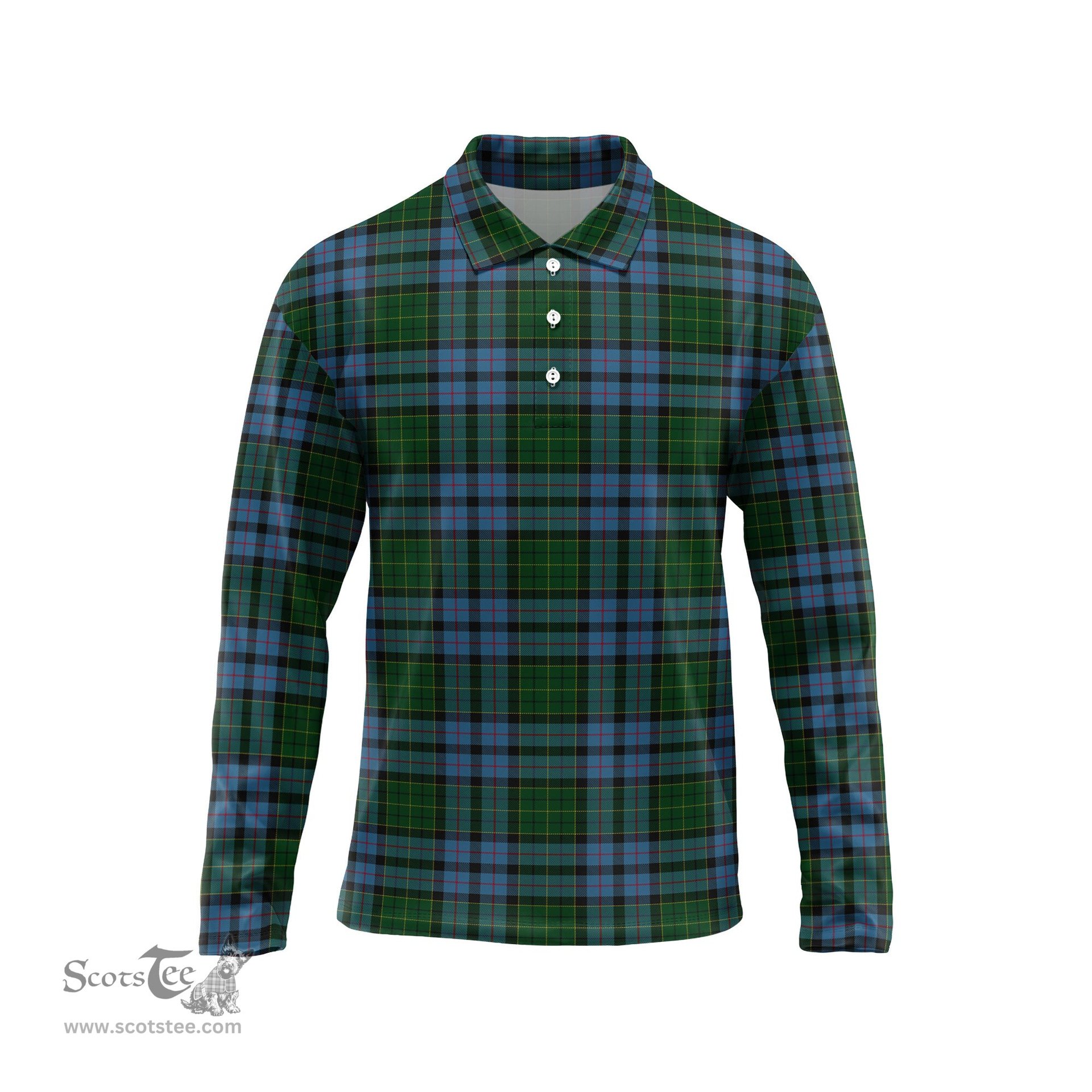 Scottish Forsyth Tartan Long Sleeve Plaid Polo Shirt