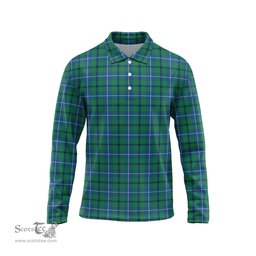 Scottish Douglas Ancient Tartan Long Sleeve Plaid Polo Shirt