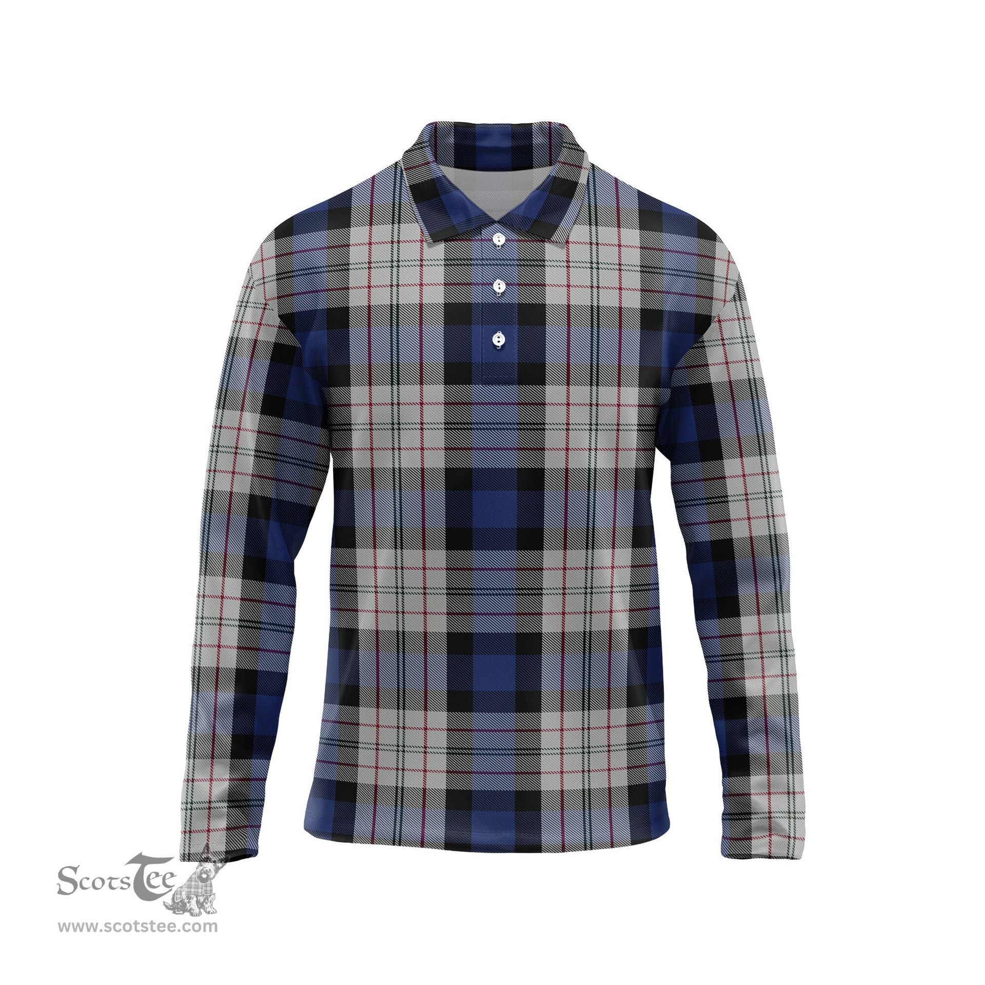 Scottish Ferguson Dress Tartan Long Sleeve Plaid Polo Shirt
