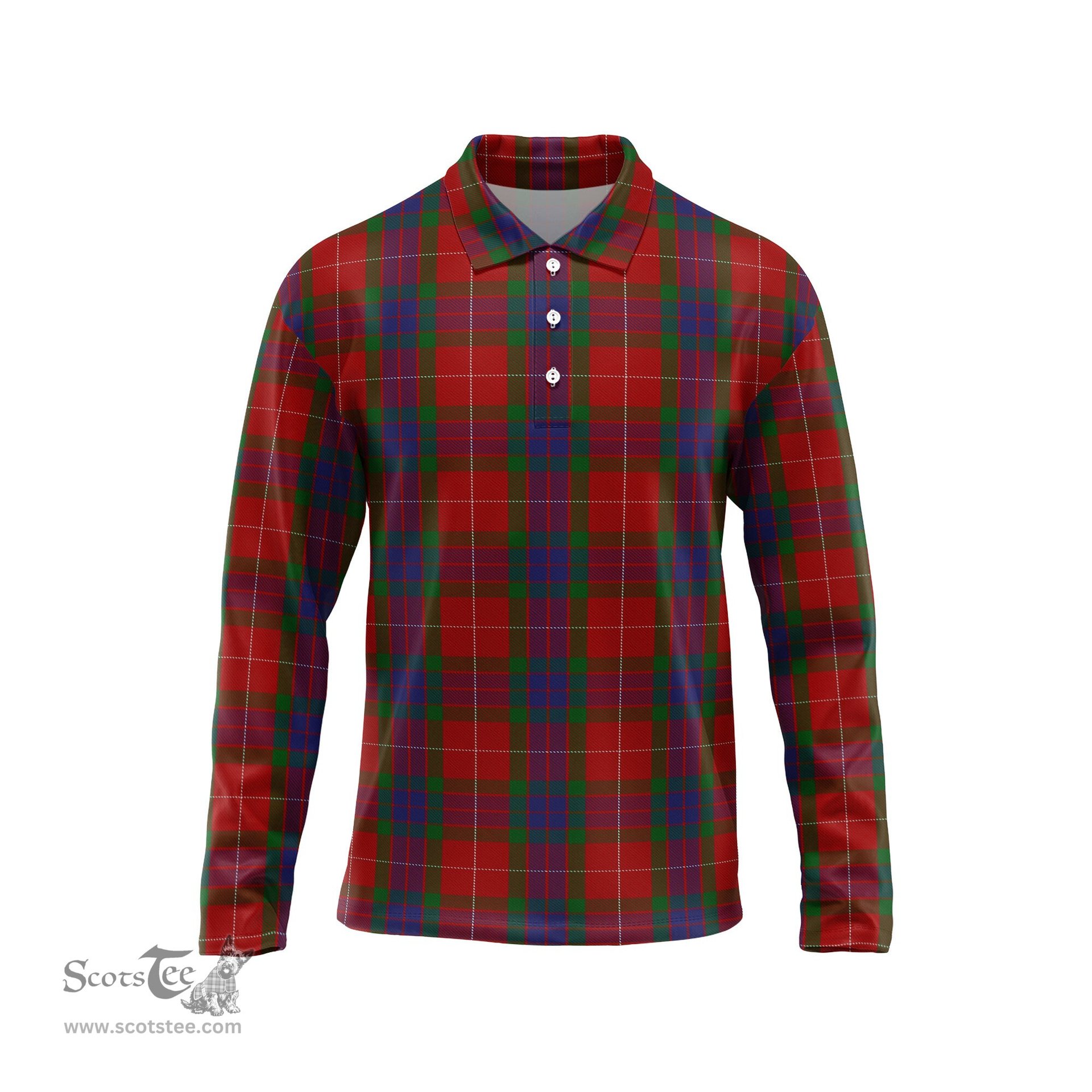 Scottish Fraser Tartan Long Sleeve Plaid Polo Shirt