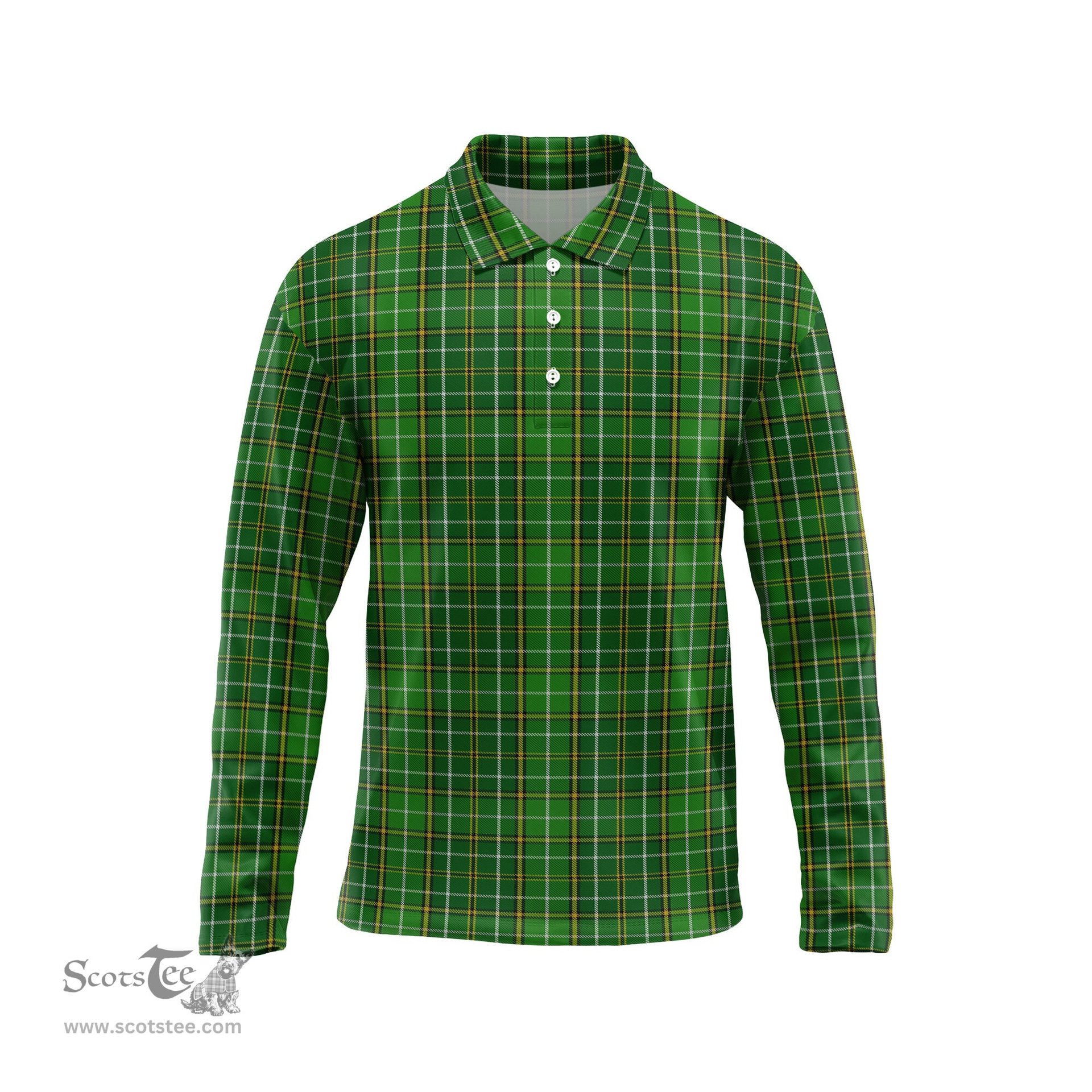 Scottish Forrester or Foster Hunting Tartan Long Sleeve Plaid Polo Shirt