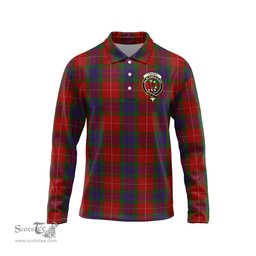 Scottish Fraser Clan Crest Tartan Polo Long Sleeve Plaid Polo Shirt