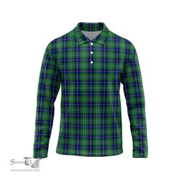 Scottish Douglas Tartan Long Sleeve Plaid Polo Shirt