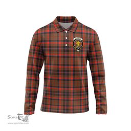 Scottish Cumming Hunting Weathered Clan Crest Tartan Polo Long Sleeve Plaid Polo Shirt