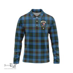 Scottish Cockburn Modern Clan Crest Tartan Polo Long Sleeve Plaid Polo Shirt